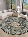 Persian Elegance Collection Area Rug -  Kashan Round Navy Blue  lifestyle 39