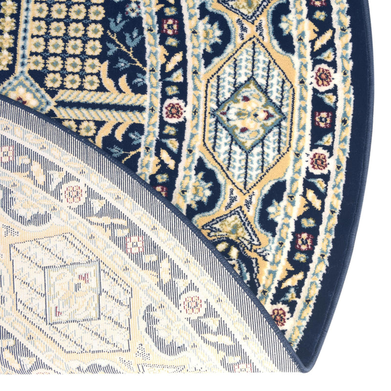 Persian Elegance Collection Area Rug -  Kashan Round Navy Blue  lifestyle 71