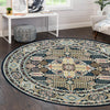 Persian Elegance Collection Area Rug -  Kashan Round Navy Blue  lifestyle 76