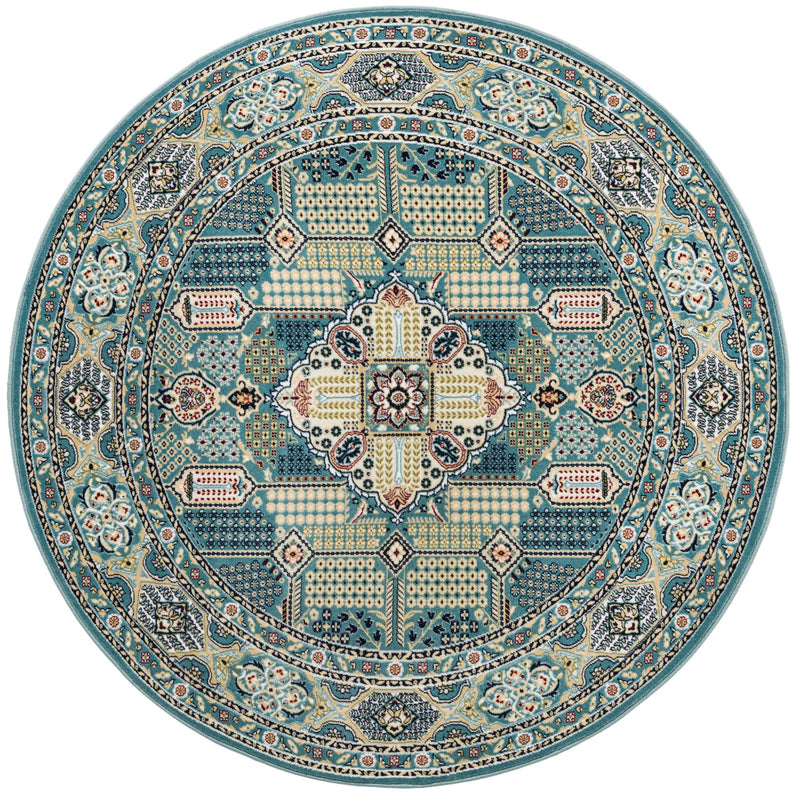 Persian Elegance Collection Area Rug -  Kashan Round Blue  lifestyle 24