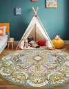 Persian Elegance Collection Area Rug -  Shiraz Round Green  lifestyle 113
