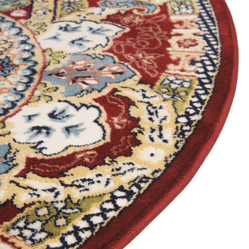 Persian Elegance Collection Area Rug -  Shiraz Round Burgundy  lifestyle 193