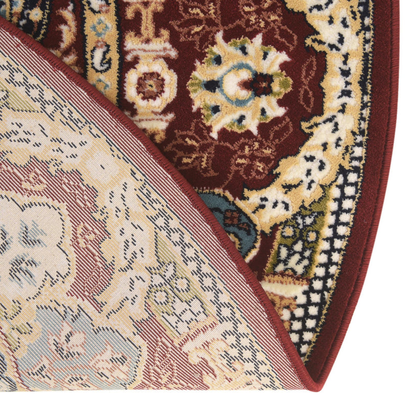 Persian Elegance Collection Area Rug -  Shiraz Round Burgundy  lifestyle 200