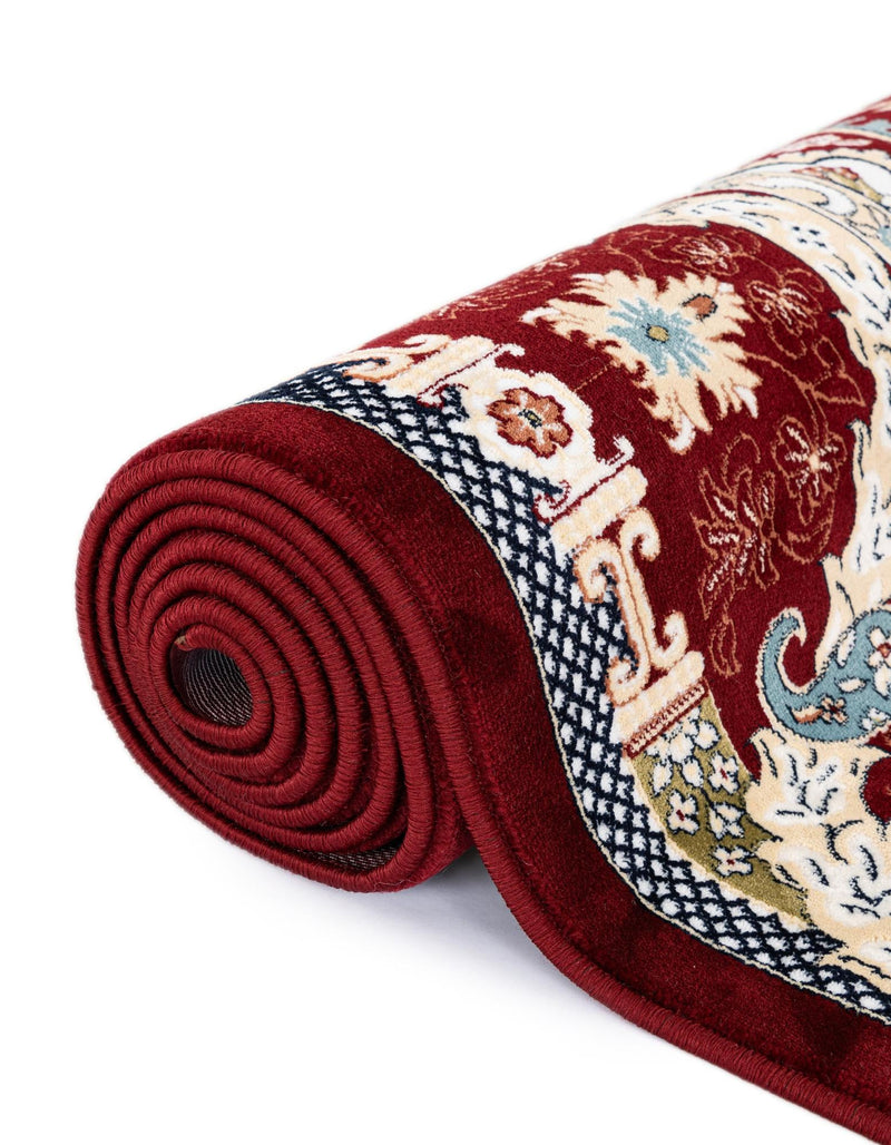 Persian Elegance Collection Area Rug -  Shiraz Round Burgundy  lifestyle 208