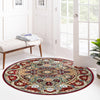 Persian Elegance Collection Area Rug -  Shiraz Round Burgundy  lifestyle 215