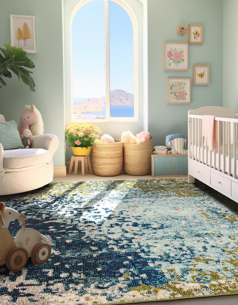 Marrakesh Elegance Collection Area Rug -  Boujad Square Blue  lifestyle 40