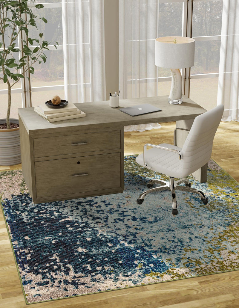 Marrakesh Elegance Collection Area Rug -  Boujad Square Blue  lifestyle 46