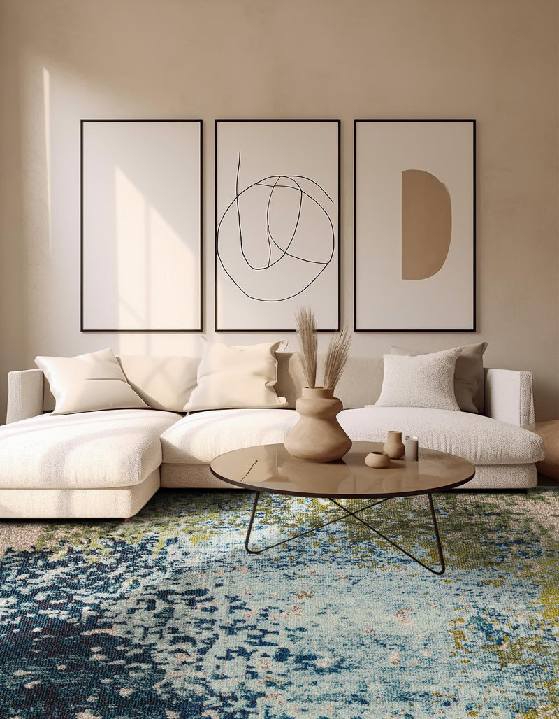 Marrakesh Elegance Collection Area Rug -  Boujad Square Blue  lifestyle 58