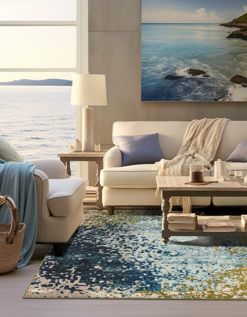 Marrakesh Elegance Collection Area Rug -  Boujad Square Blue  lifestyle 64