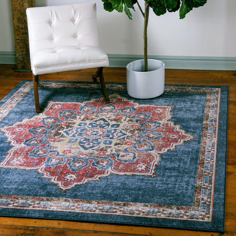Eden Oasis Collection Area Rug -  Tranquility (Dark Blue) Square Dark Blue  lifestyle 27