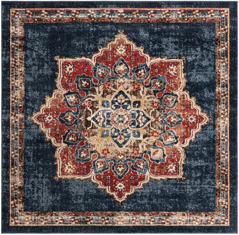 Eden Oasis Collection Area Rug -  Tranquility (Dark Blue) Square Dark Blue  lifestyle 21