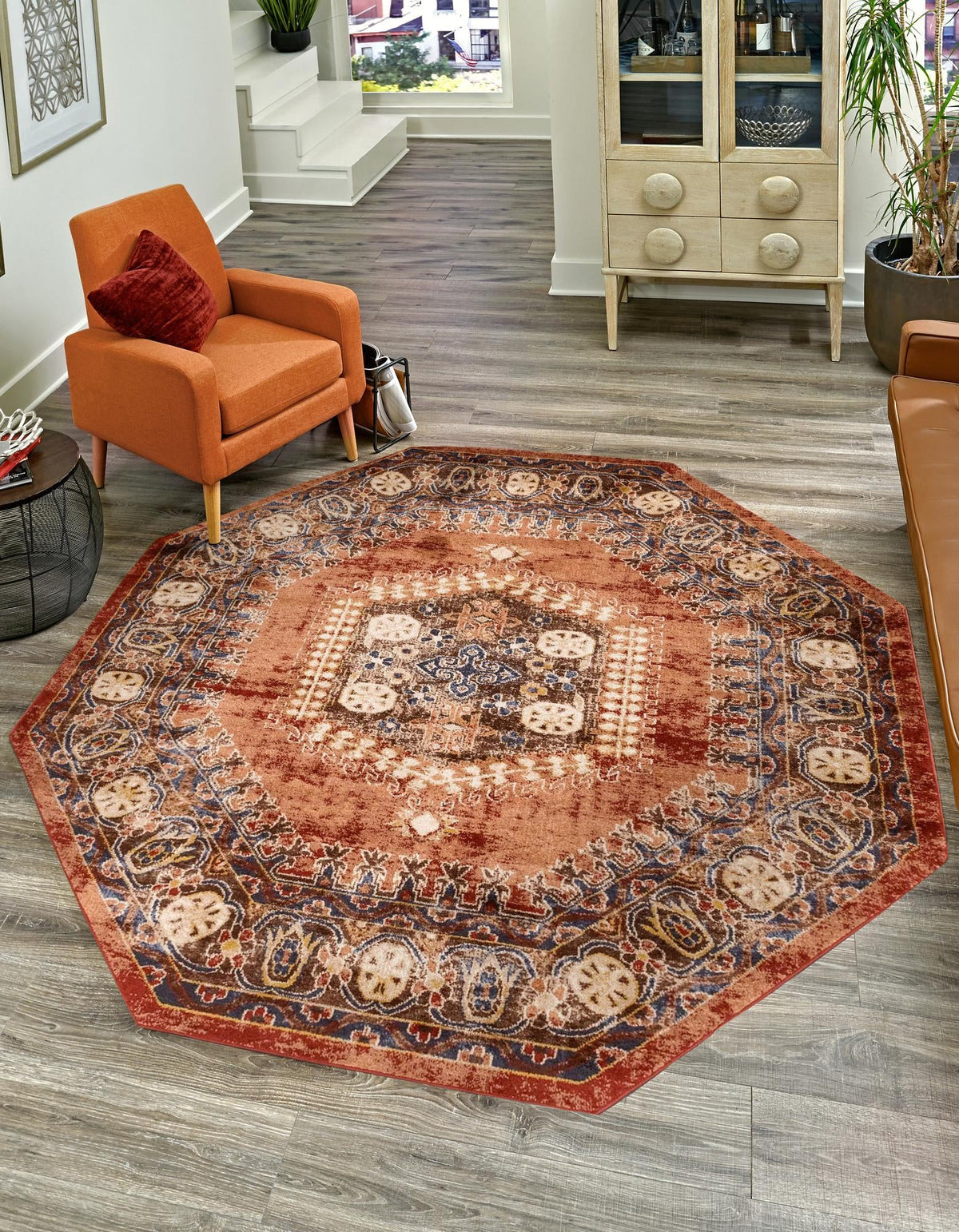 Eden Oasis Collection Area Rug -  Refuge (Terracotta) Octagon Terracotta  lifestyle 28