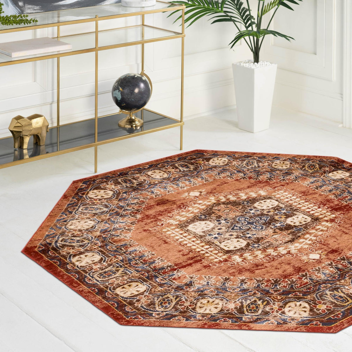 Eden Oasis Collection Area Rug -  Refuge (Terracotta) Octagon Terracotta  lifestyle 113