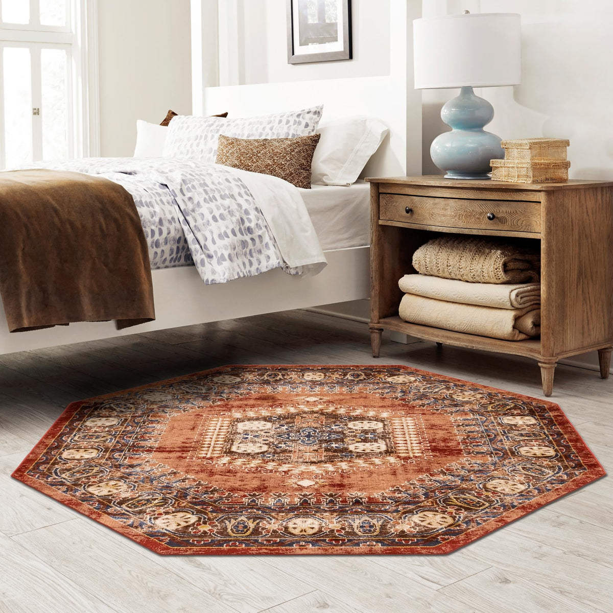 Eden Oasis Collection Area Rug -  Refuge (Terracotta) Octagon Terracotta  lifestyle 120