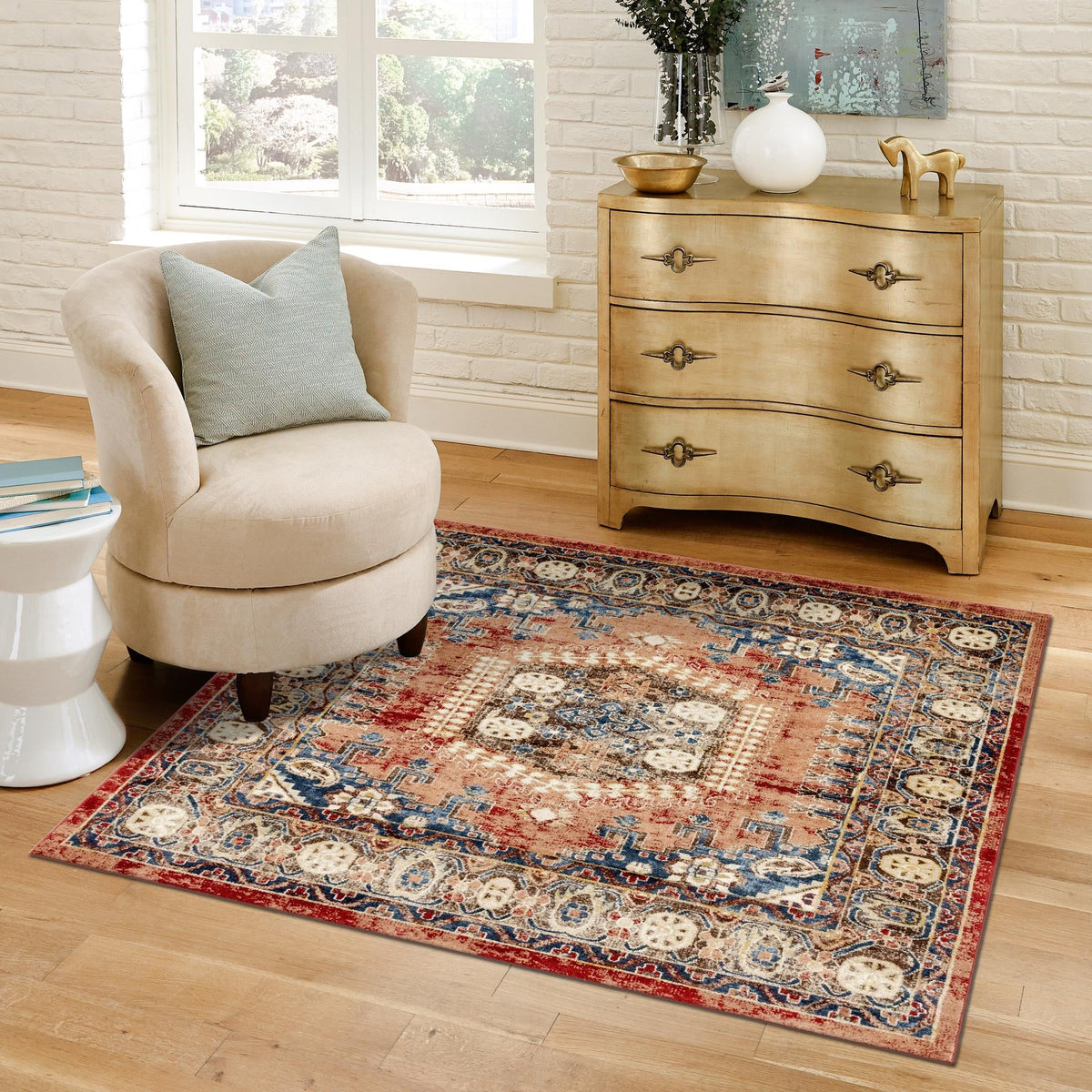 Eden Oasis Collection Area Rug -  Refuge (Terracotta) Square Terracotta  lifestyle 121