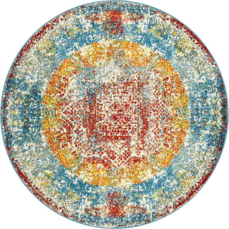 Amalfi Coast Woven Collection Area Rug - Sorrento Round Multi  lifestyle 2