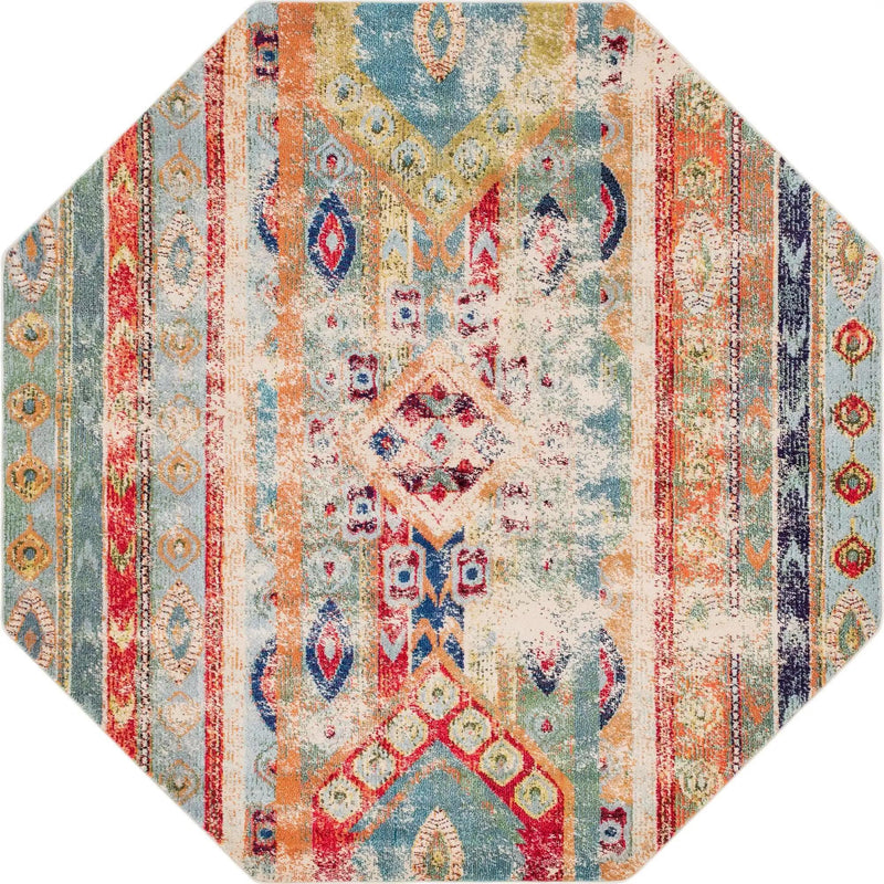 Sedona Vista Collection Area Rug -  Navajo Octagon Blue  lifestyle 18