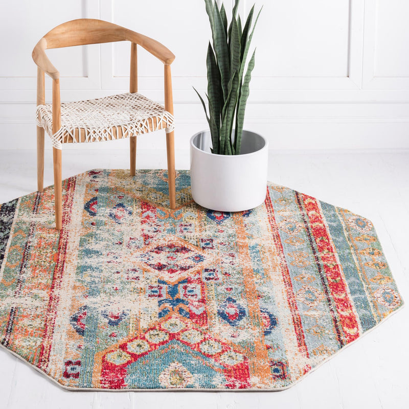Sedona Vista Collection Area Rug -  Navajo Octagon Blue  lifestyle 23