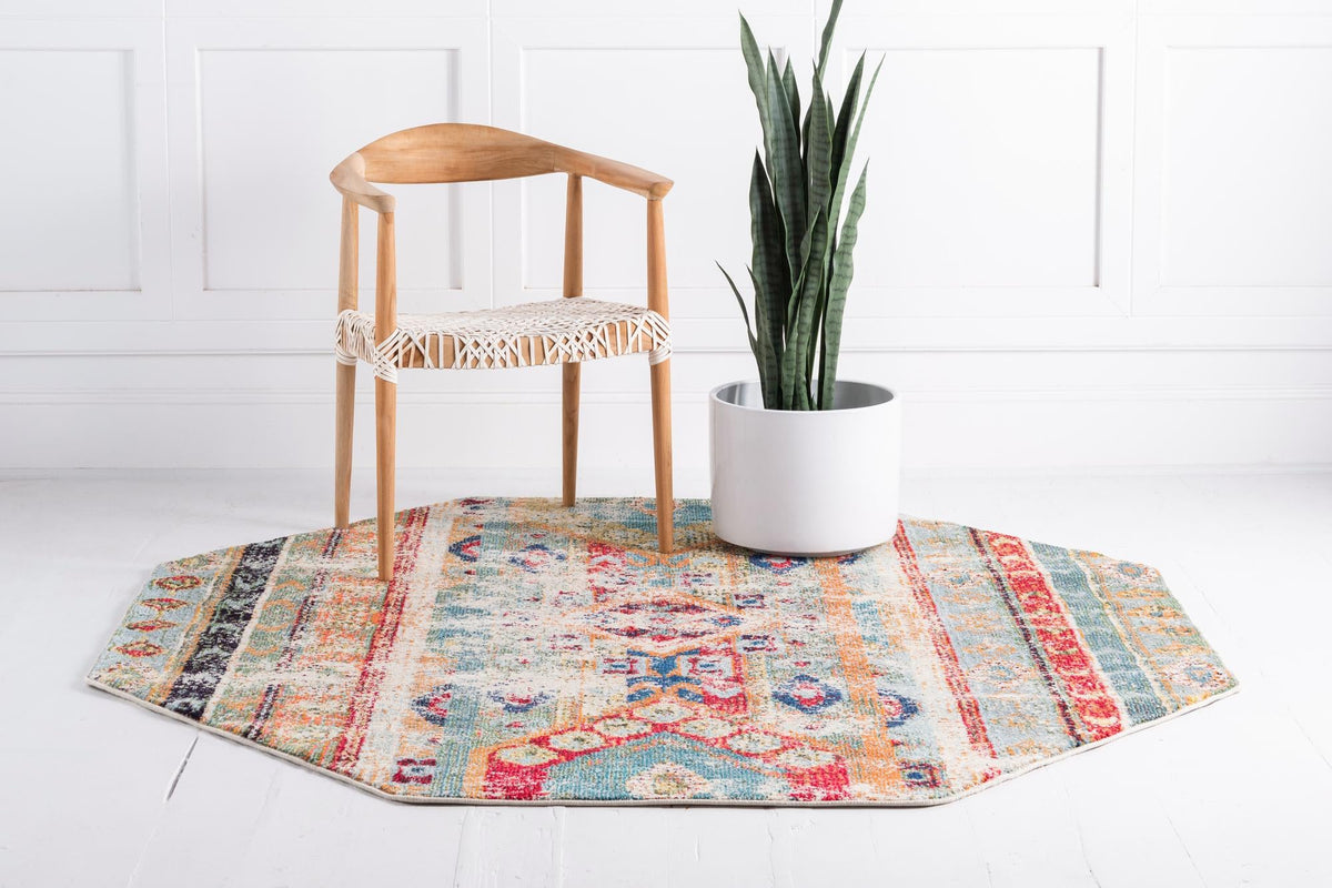 Sedona Vista Collection Area Rug -  Navajo Octagon Blue  lifestyle 33