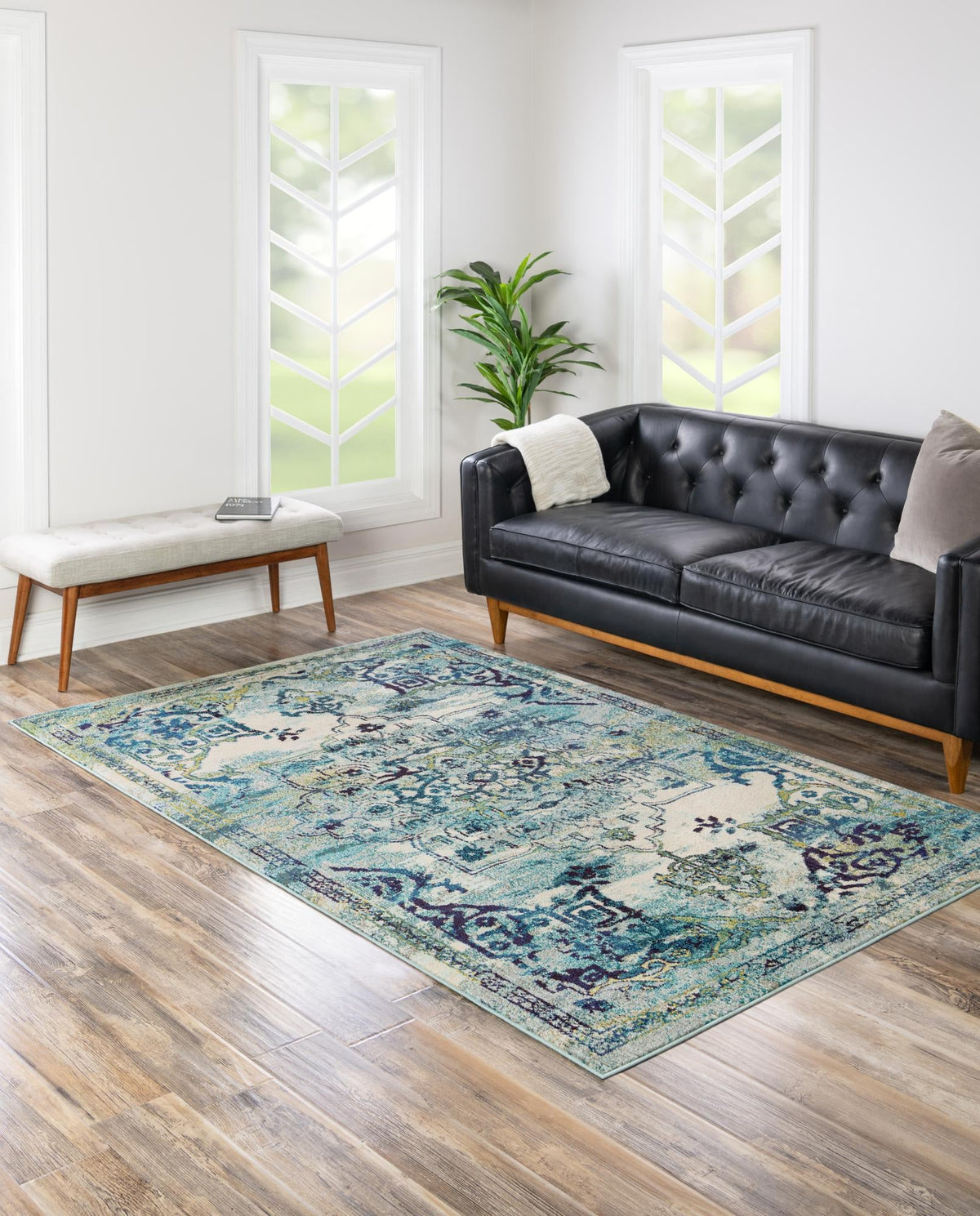 Chateau Elegance Collection Area Rug -  Riviera Rectangle Blue  lifestyle 7