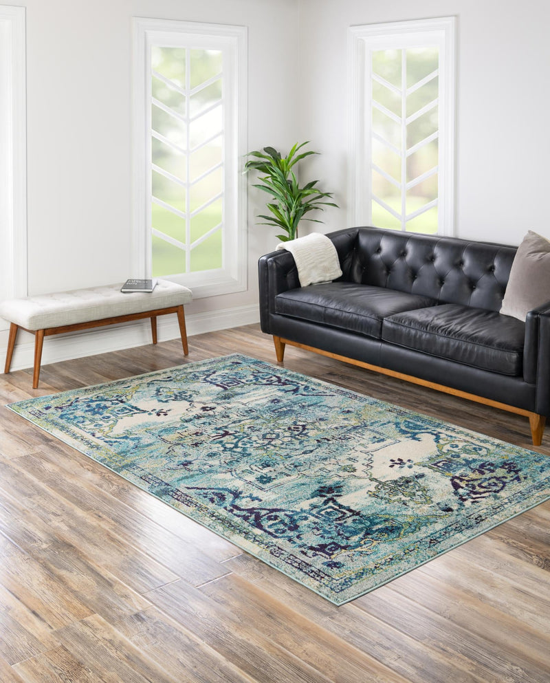 Chateau Elegance Collection Area Rug -  Riviera Rectangular Blue  lifestyle 49