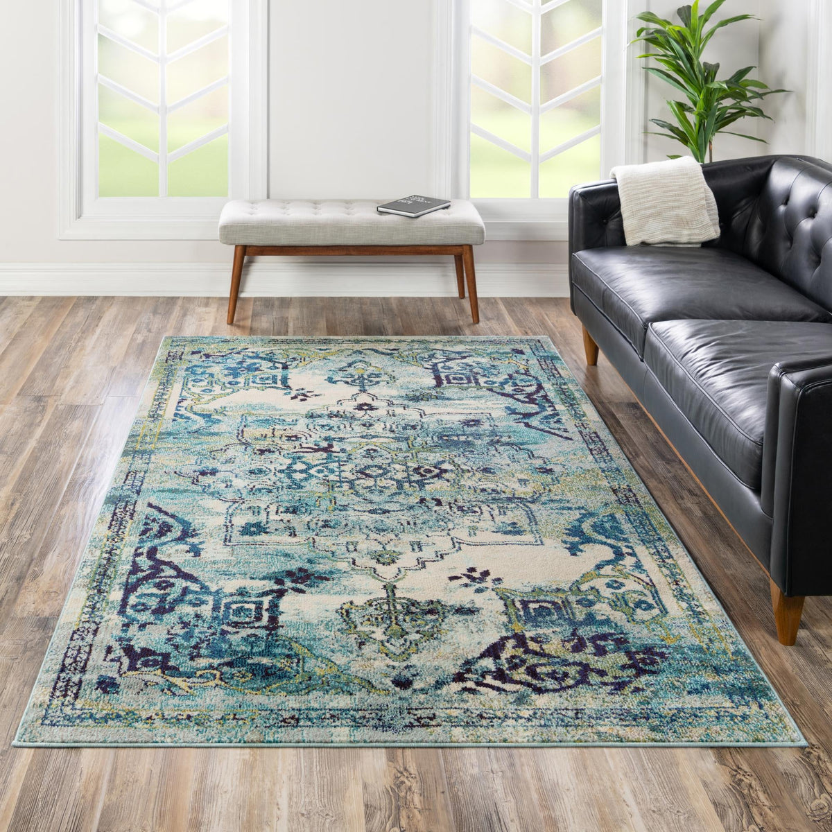 Chateau Elegance Collection Area Rug -  Riviera Rectangle Blue  lifestyle 39