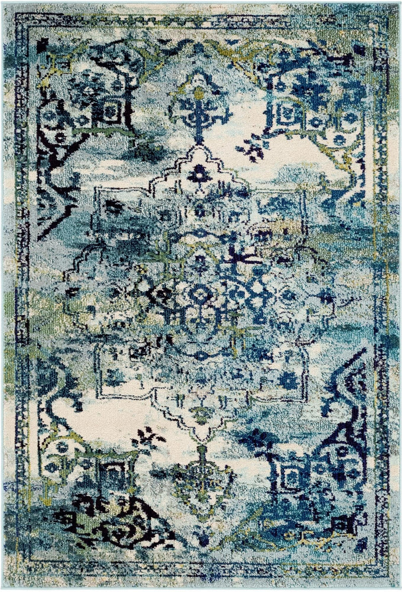 Chateau Elegance Collection Area Rug -  Riviera Rectangle Blue  lifestyle 5