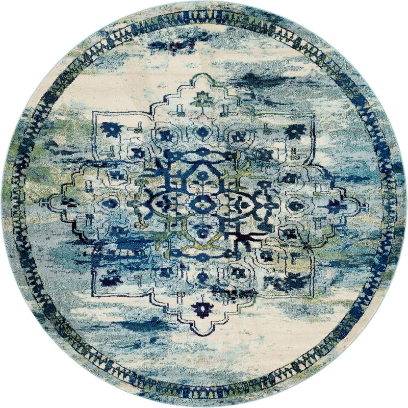 Chateau Elegance Collection Area Rug -  Riviera Round Blue  lifestyle 42