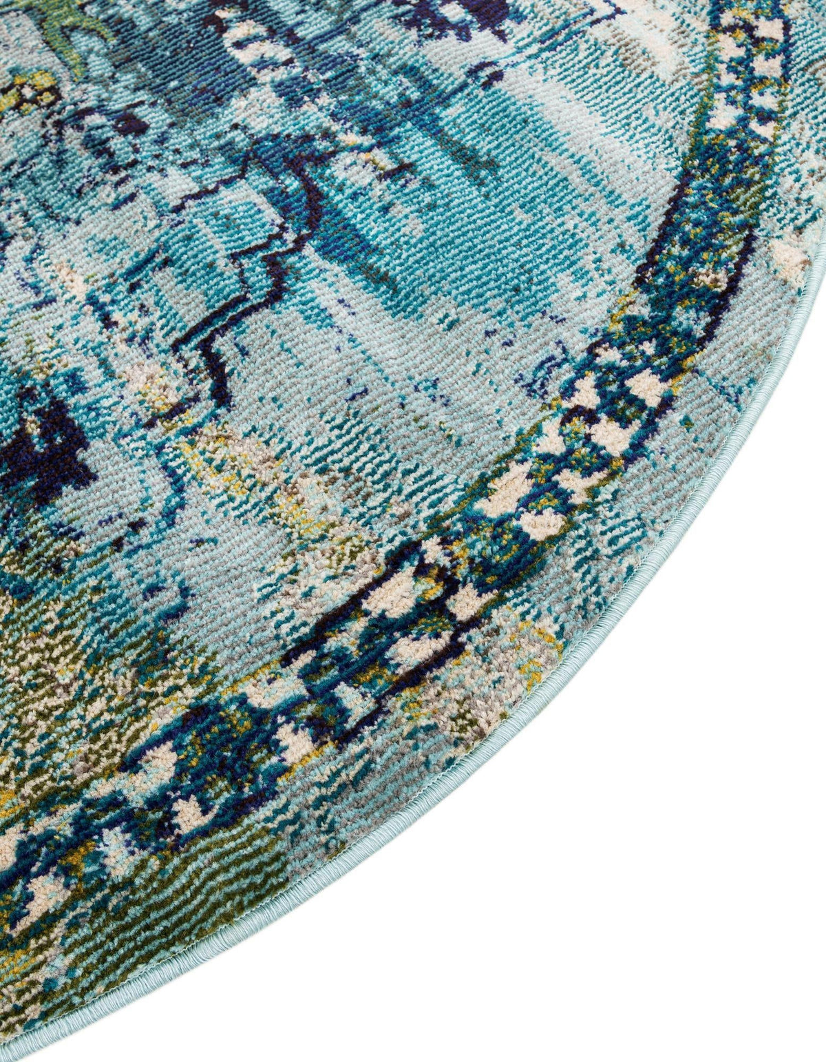 Chateau Elegance Collection Area Rug -  Riviera Round Blue  lifestyle 78