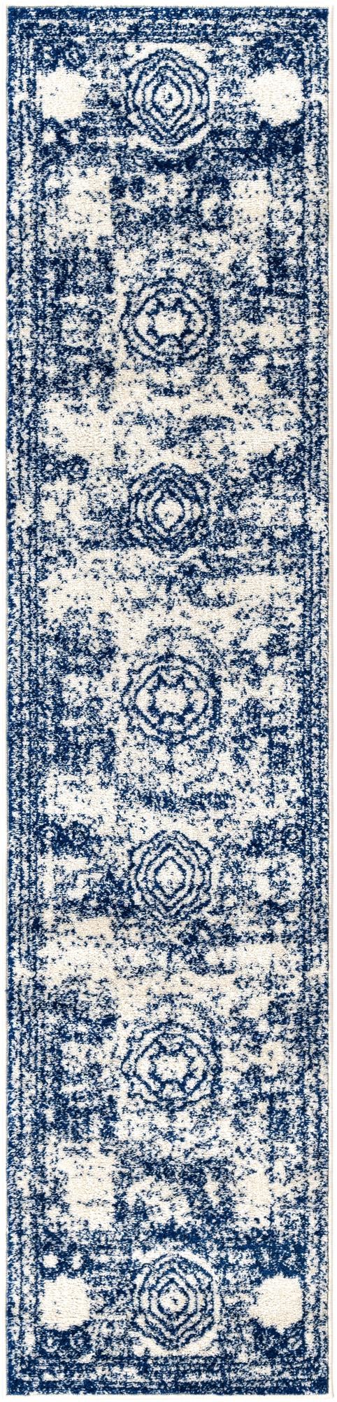 Dover Terrace Collection Area Rug -  Lagoon (Ivory and Blue) Runner Ivory and Blue  lifestyle 13