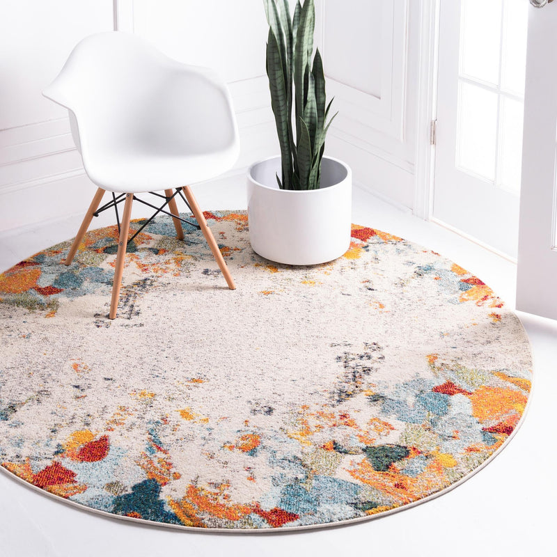 Chromatic Oasis Collection Area Rug -  Twilight Round Multi  lifestyle 15