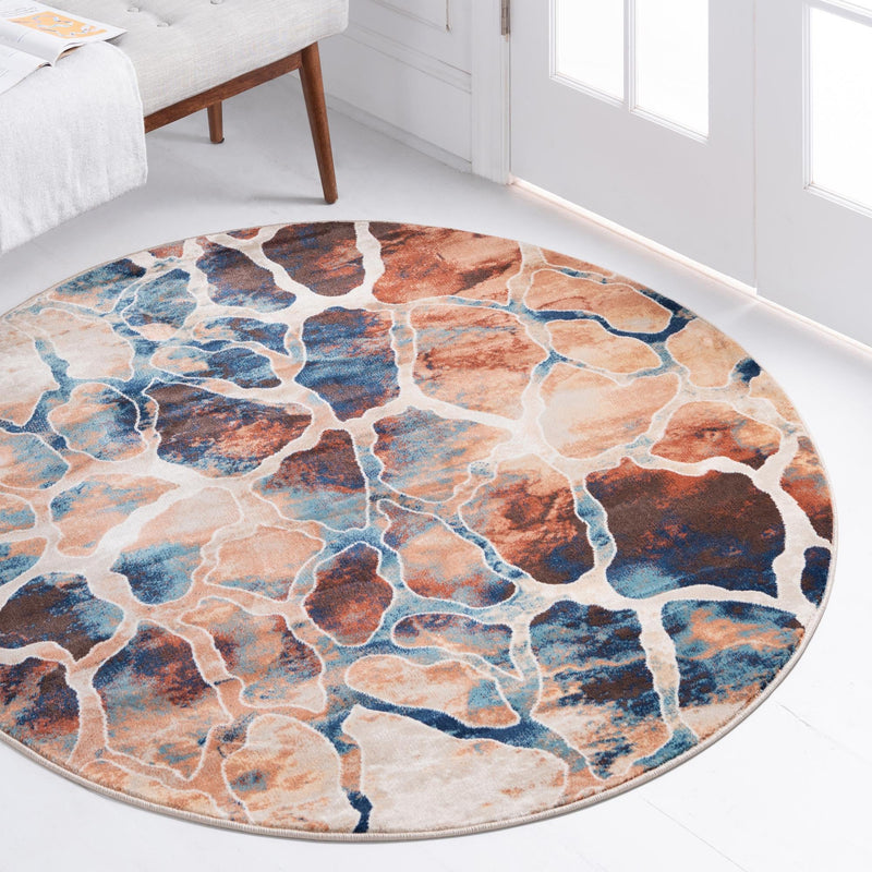 Celestial Haven Collection Area Rug -  Galaxy Round Brick Red  lifestyle 39