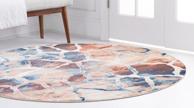 Celestial Haven Collection Area Rug -  Galaxy Round Brick Red  lifestyle 48