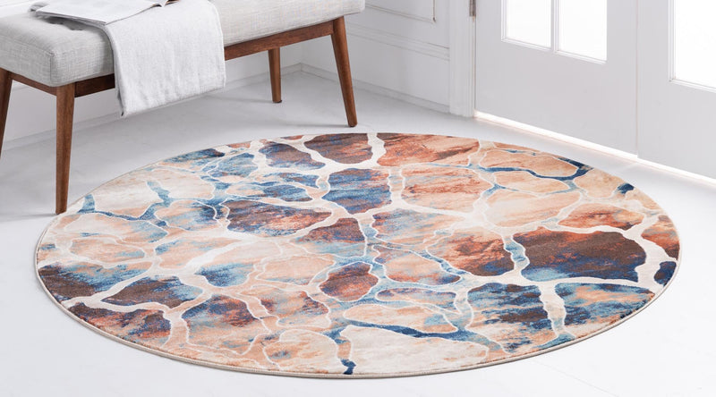 Celestial Haven Collection Area Rug -  Galaxy Round Brick Red  lifestyle 55