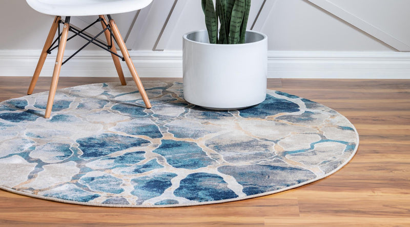 Celestial Haven Collection Area Rug -  Galaxy Round Navy Blue  lifestyle 44
