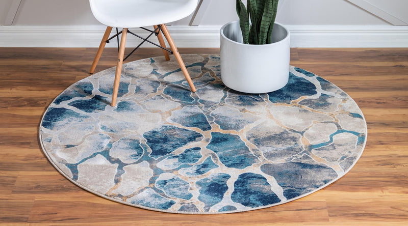 Celestial Haven Collection Area Rug -  Galaxy Round Navy Blue  lifestyle 52