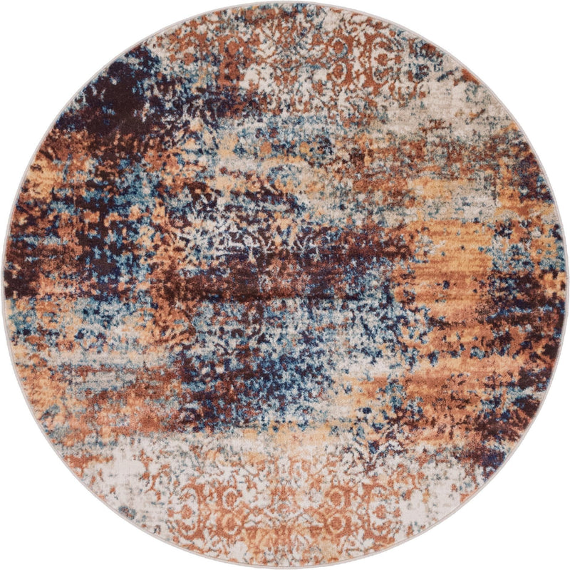 Celestial Haven Collection Area Rug -  Comet Round Brick Red  lifestyle 34