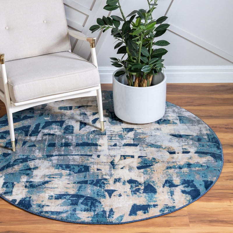 Celestial Haven Collection Area Rug -  Celestia Round Navy Blue  lifestyle 14