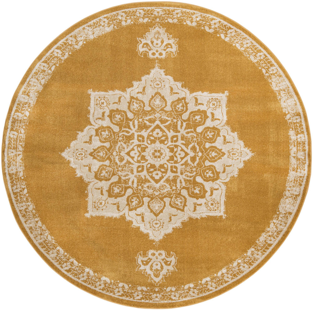Eden Oasis Collection Area Rug -  Tranquility (Yellow) Round Yellow  lifestyle 16