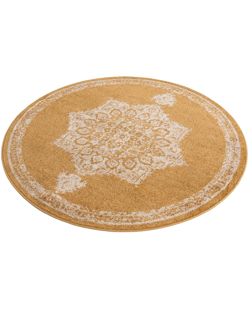 Eden Oasis Collection Area Rug -  Tranquility (Yellow) Round Yellow  lifestyle 29