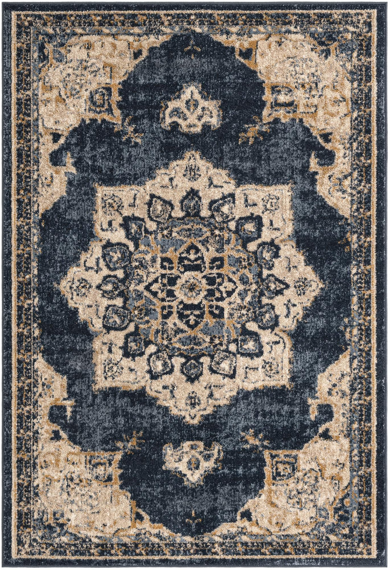 Eden Oasis Collection Area Rug -  Tranquility (Navy Blue) Rectangle Navy Blue  lifestyle 2
