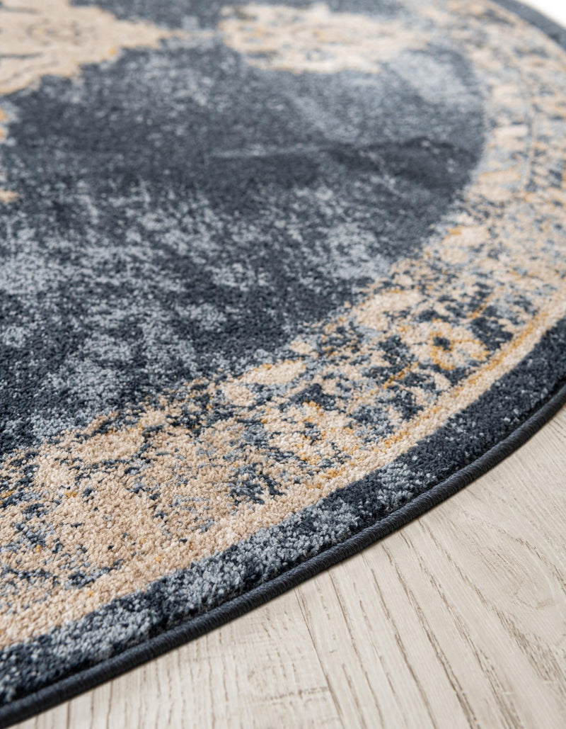 Eden Oasis Collection Area Rug -  Tranquility (Navy Blue) Round Navy Blue  lifestyle 37