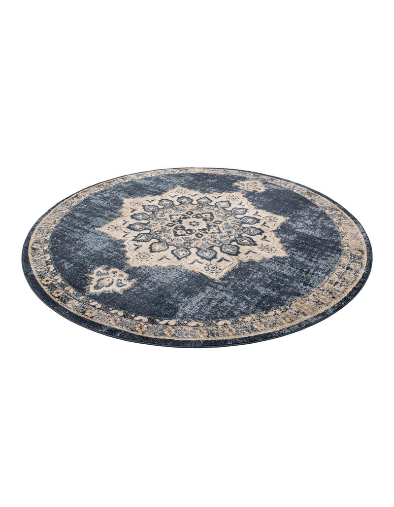 Eden Oasis Collection Area Rug -  Tranquility (Navy Blue) Round Navy Blue  lifestyle 31