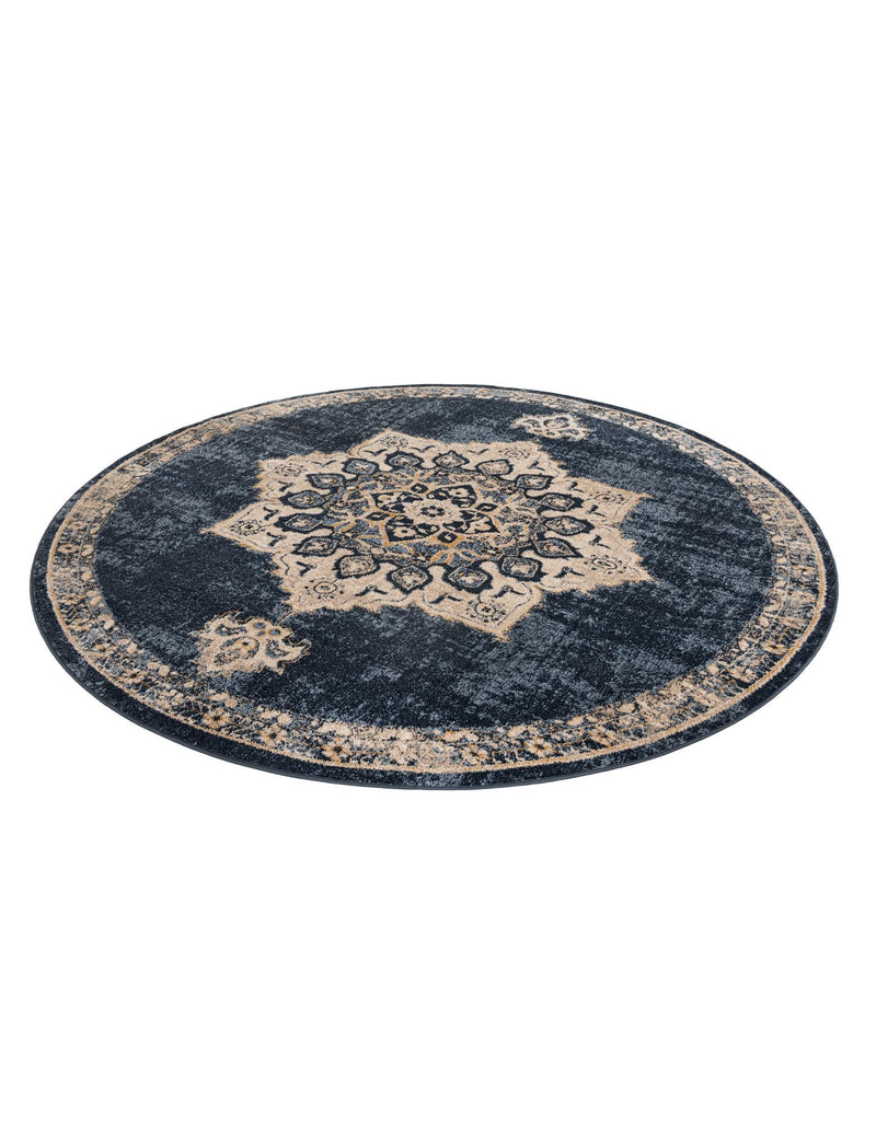 Eden Oasis Collection Area Rug -  Tranquility (Navy Blue) Round Navy Blue  lifestyle 32