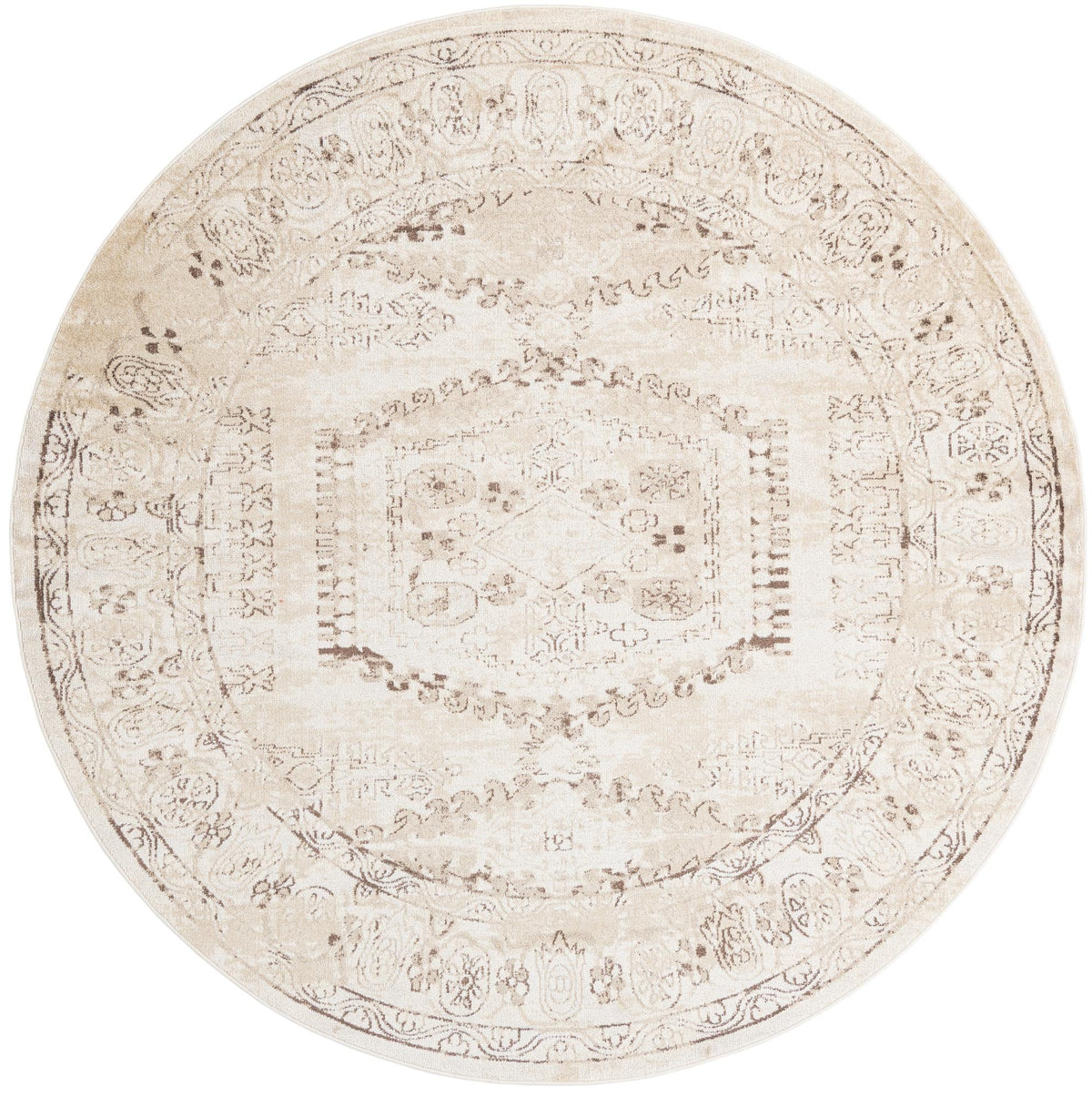Eden Oasis Collection Area Rug -  Refuge (Beige) Round Beige  lifestyle 15