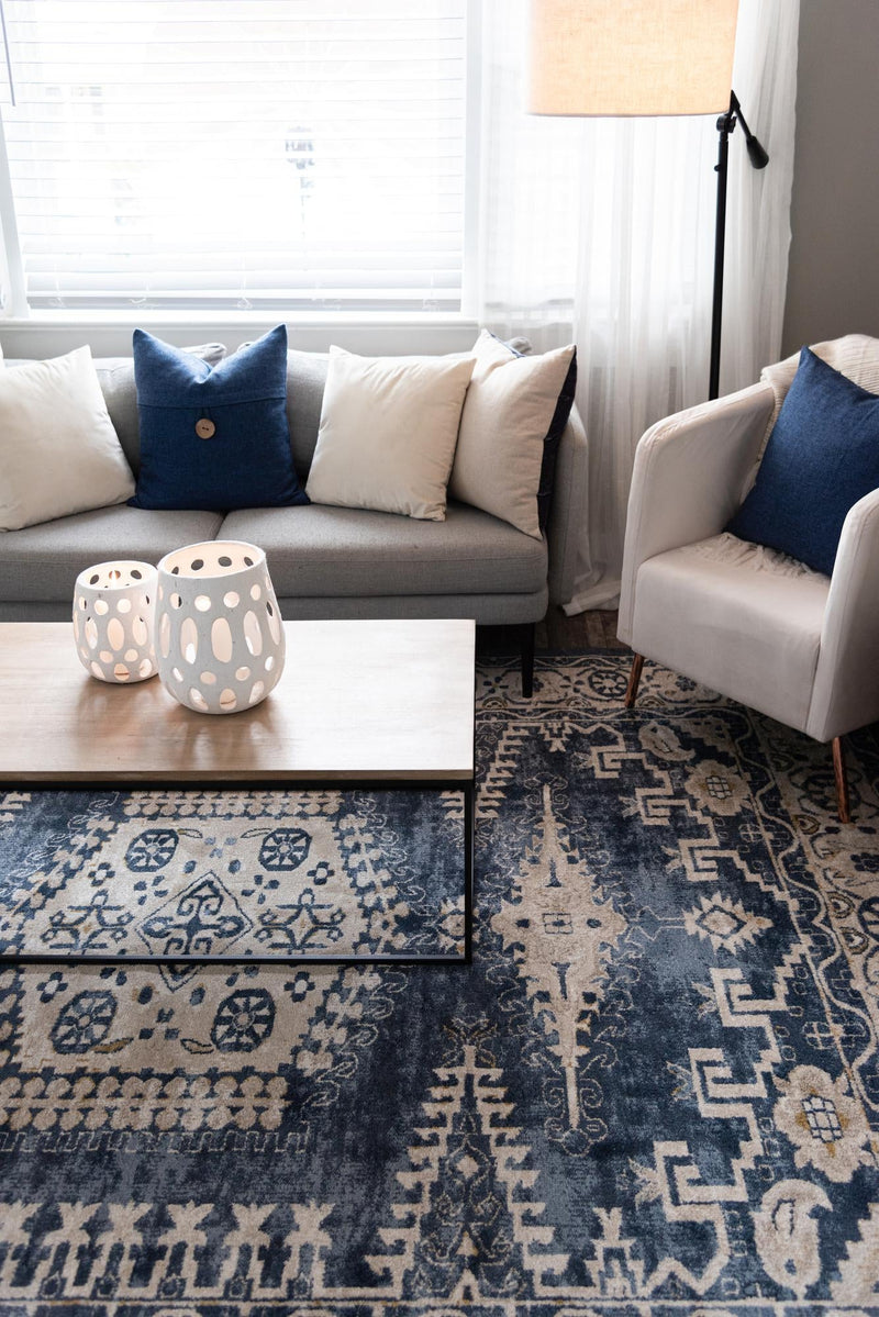 Eden Oasis Collection Area Rug -  Refuge (Dark Blue) Rectangle Dark Blue  lifestyle 13