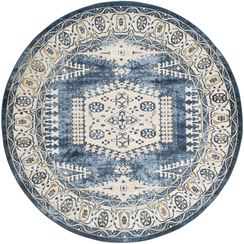 Eden Oasis Collection Area Rug -  Refuge (Dark Blue) Round Dark Blue  lifestyle 15
