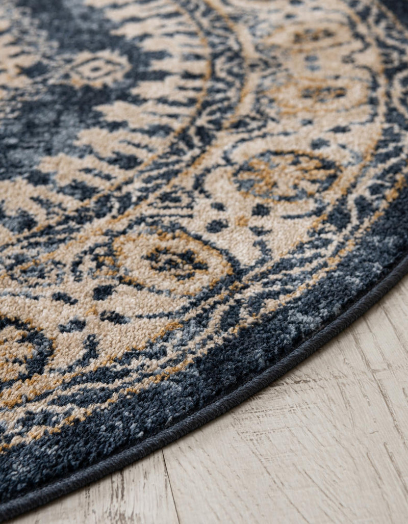 Eden Oasis Collection Area Rug -  Refuge (Dark Blue) Round Dark Blue  lifestyle 54