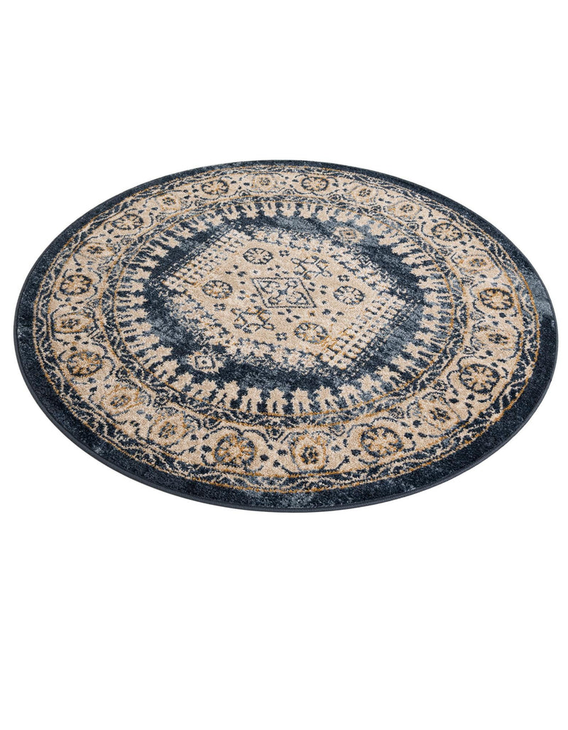 Eden Oasis Collection Area Rug -  Refuge (Dark Blue) Round Dark Blue  lifestyle 42