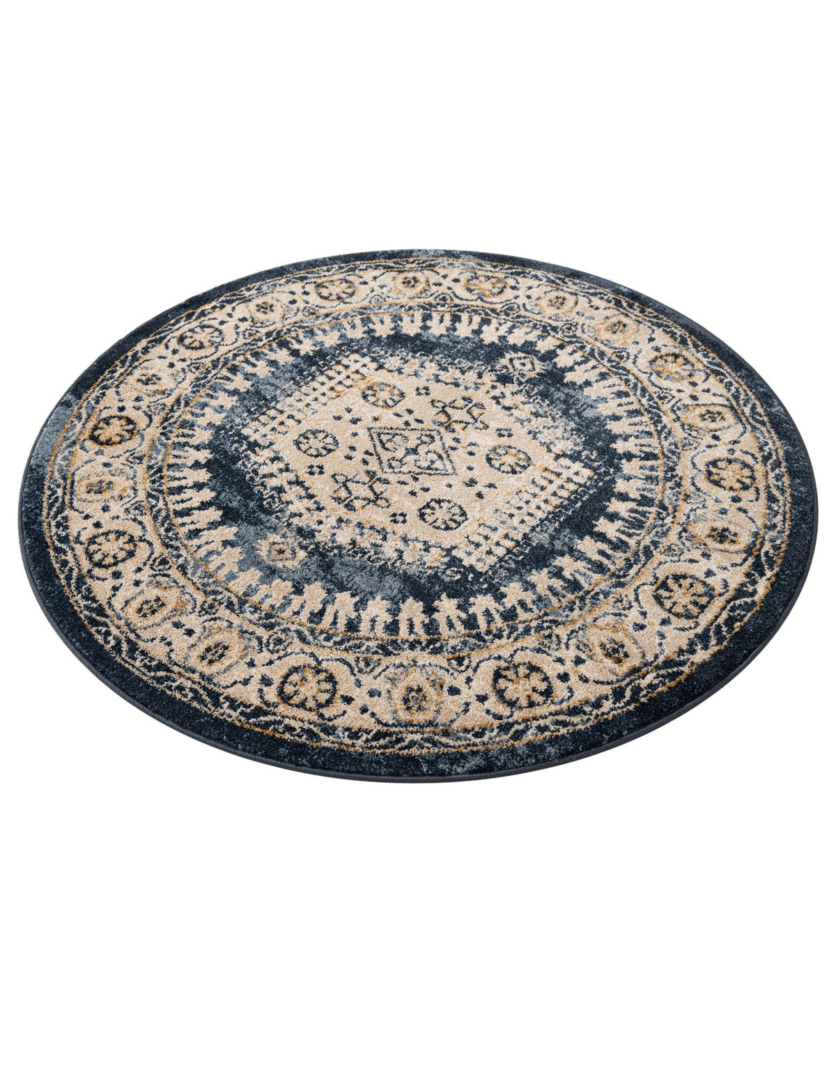 Eden Oasis Collection Area Rug -  Refuge (Dark Blue) Round Dark Blue  lifestyle 43